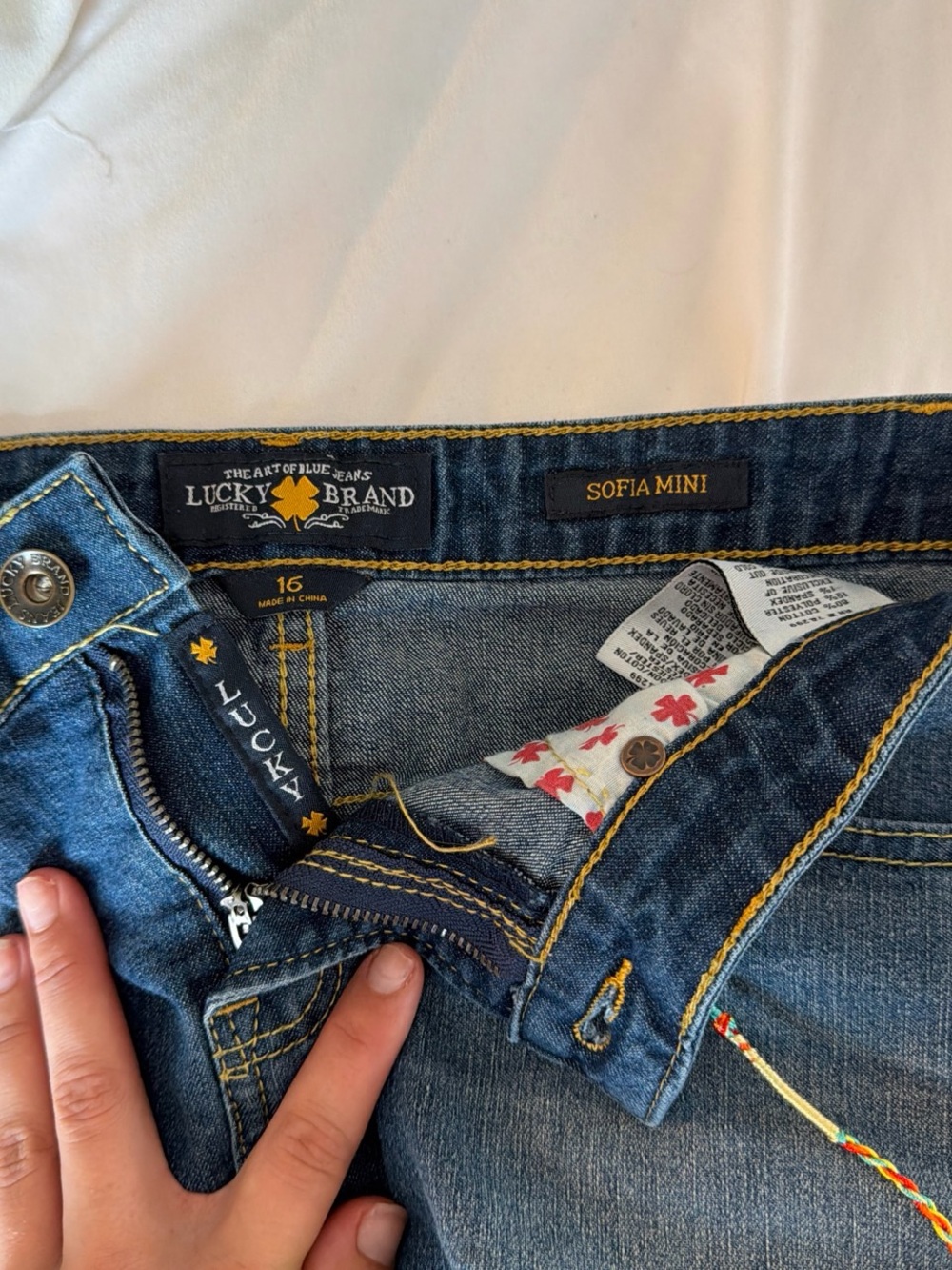 Lucky Brand Dark Blue Denim Mini Skirt with Colorful Tassel - Picture 2 of 5